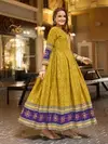 Mustard Yellow Rayon Print With Embroidery Work Anarkali Kurti Aaradhna 2030